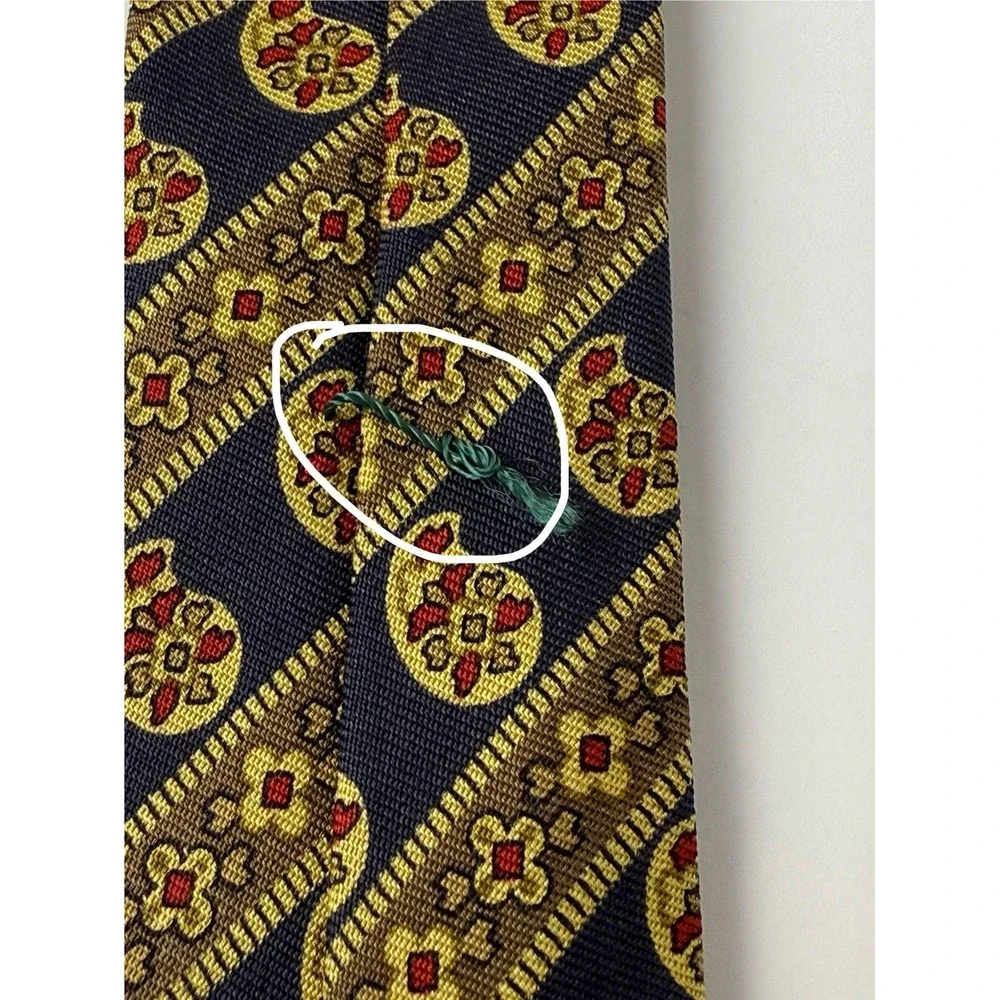 J Crew Men's Gold/Blue Paisley Tie 100%‎ All Silk Made in USA Necktie